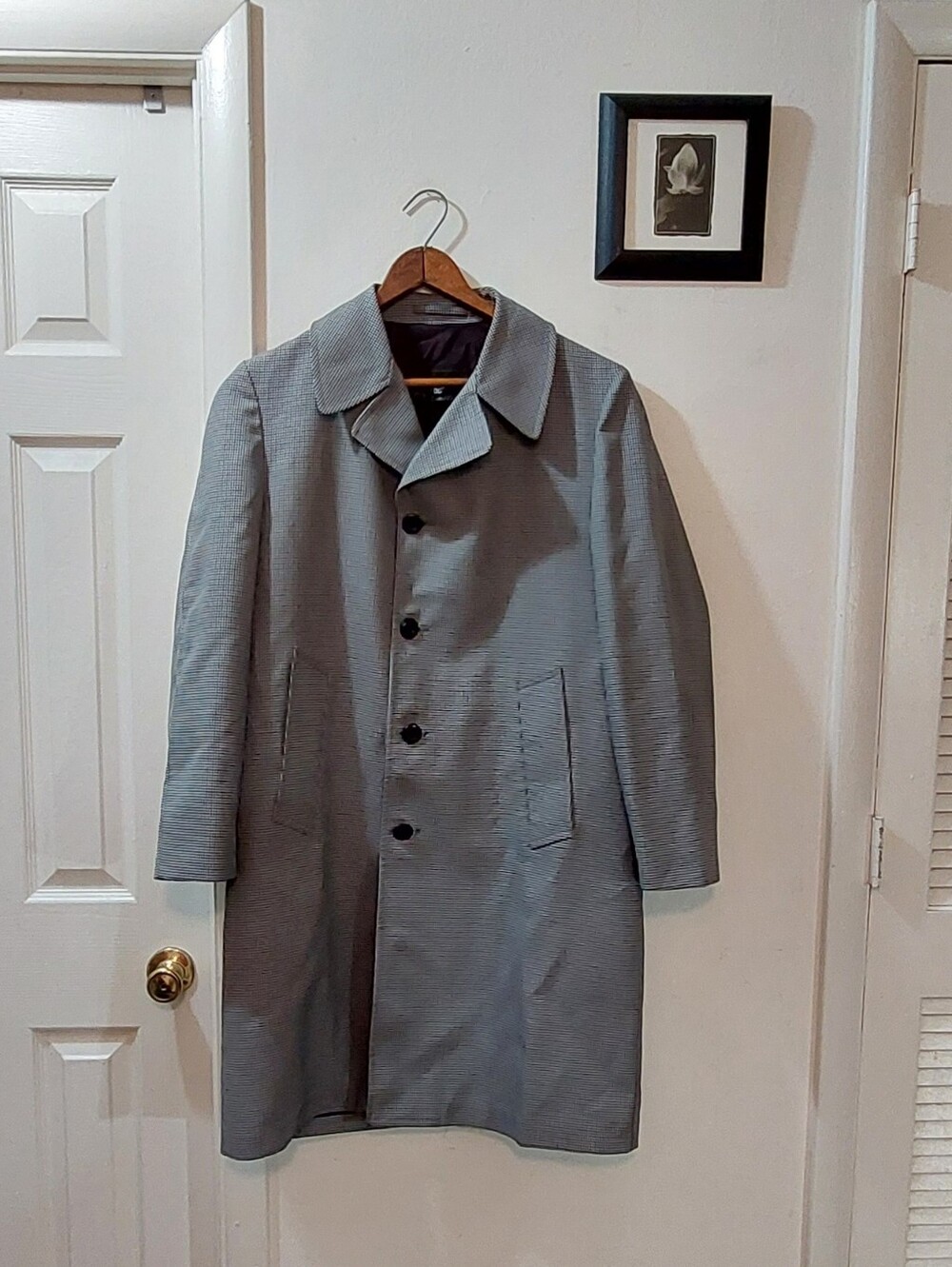 London Fog Houndstooth Limited Edition Single-Breasted Trench Coat Size 40R